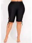 Black Plus Size Lace Up Side Swim Shorts