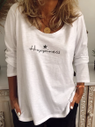 Casual Letter CottonBlend Long Sleeve Shirts & Tops