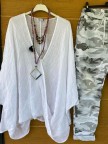 WhiteGreen Casual Abstract 3/4 Sleeve Suits