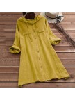 Women Hoodie Vintage Long Sleeve Solid Dresses