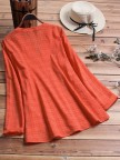Vintage Plaid Side Button Vneck Long Sleeve Plus Size Shirt