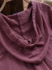 Solid Color Drawstring Hooded Long Sleeve Blouse