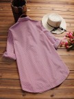 Casual Plaid Print Side Buttons Long Sleeve Blouses