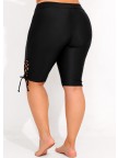 Black Plus Size Lace Up Side Swim Shorts