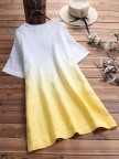 Gradient Short Sleeve Loose Oneck Casual Tshirt