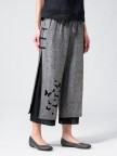 Butterflies Print Layered Frog Button Pants For Women