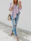 Multicolor Stripe Long Sleeve Blouse