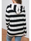 Black&White Stripe HalfZip Hoodie Sweatshirt