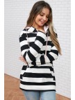 Black&White Stripe HalfZip Hoodie Sweatshirt