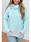 Turquoise Herringbone Hoodie Sweatshirt