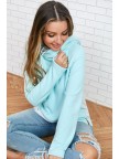 Turquoise Herringbone Hoodie Sweatshirt