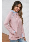 Floral Accented Double Hoodie In Blush