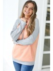 Quilted Peach Zipper Hoodie Sweatshirt