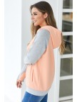 Quilted Peach Zipper Hoodie Sweatshirt