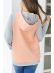 Quilted Peach Zipper Hoodie Sweatshirt