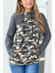 Camo Accent Zipper Hoodie Sweatshirt