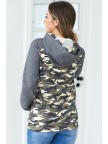 Camo Accent Zipper Hoodie Sweatshirt