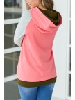 Coral, Olive, & Grey Hoodie Sweatshirt