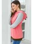 Coral, Olive, & Grey Hoodie Sweatshirt