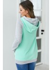 Quilted Mint Zipper Hoodie Sweatshirt
