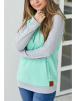 Quilted Mint Zipper Hoodie Sweatshirt