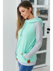 Quilted Mint Zipper Hoodie Sweatshirt