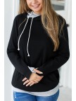 Basic Black Zipper Hoodie Sweatshirt