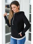 Basic Black Zipper Hoodie Sweatshirt