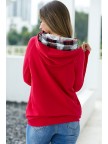 Cranberry Plaid Zipper Hoodie Sweatshirt