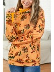 Mustard Vintage Floral Zipper Hoodie Sweatshirt