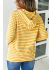 Mustard Stripe HalfZip Hoodie Sweatshirt