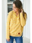 Mustard Stripe HalfZip Hoodie Sweatshirt