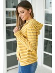 Mustard Stripe HalfZip Hoodie Sweatshirt
