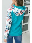 Casual Floral Print Sleeve Pullover Hoodie