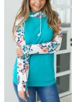 Casual Floral Print Sleeve Pullover Hoodie