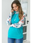 Casual Floral Print Sleeve Pullover Hoodie