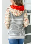 Orange Floral Accent DoubleHood Sweatshirt