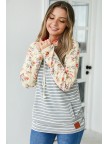 Orange Floral Accent DoubleHood Sweatshirt