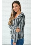 Charcoal & Black Stripe HalfZip Hoodie Sweatshirt
