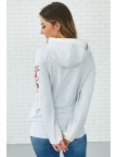 Casual Floral Print High Collar Pullover Hoodie