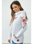 Casual Floral Print High Collar Pullover Hoodie