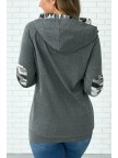 Camo Elbow Patch Zipper Hoodie Sweatshirt