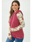 Maroon Floral Baseball Hoodie Sweatshirt