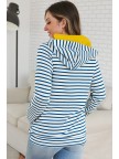 Blue Stripe Zipper Hoodie Sweatshirt