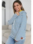 Blue Stripe Zipper Hoodie Sweatshirt