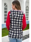 Burgundy & Gingham Zipper Hoodie Sweatshirt