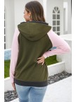 Pink&Army Green Baseball Hoodie Sweatshirt