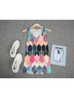 Stylish VNeck Geometric Printed Sleeveless Top