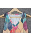 Stylish VNeck Geometric Printed Sleeveless Top