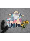 Stylish VNeck Geometric Printed Sleeveless Top